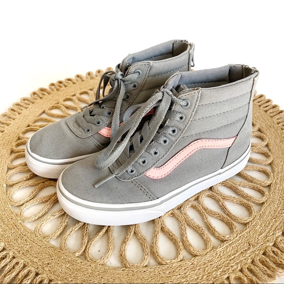 Vans Other - Vans Girls Size 13 Gray & Pink Sk8-Hi Zip Shoes